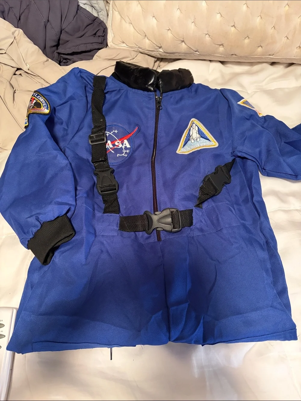 NASA Blue Kids Flight Suit Costume with Mission Patches - Medium